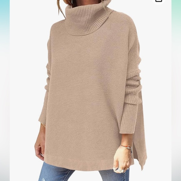Sweaters - Turtleneck Oversized Tunic Sweater